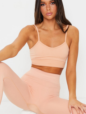 Prettylittlething Peach Sports Bra