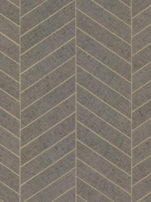 Atelier Herringbone Wallpaper In Grey From The Traveler Collection By Ronald Redding