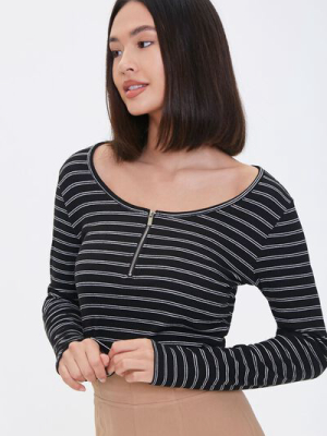 Striped Half-zip Top