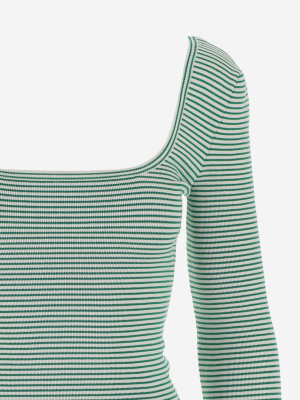 Etro Square Neckline Striped Long-sleeve Top