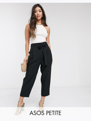 Asos Design Petite Tailored Tie Waist Tapered Ankle Grazer Pants