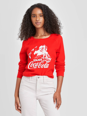 Women's Coca-cola Santa Crewneck Lounge Sweatshirt - Red