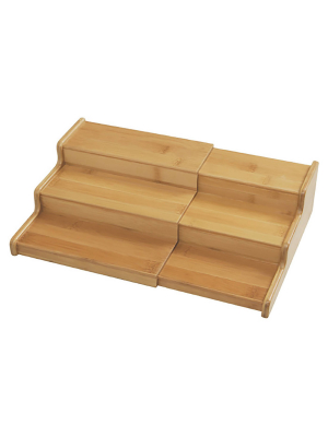 Seville Classics 3-tier Expandable Bamboo Spice Rack Step Shelf Cabinet Organizer