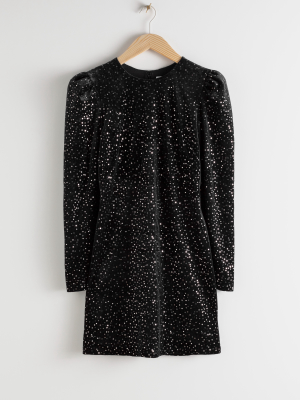 Velvet Sequined Mini Dress