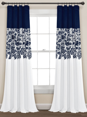 Set Of 2 Estate Garden Print Room Darkening Window Curtain Panels - Lush Décor