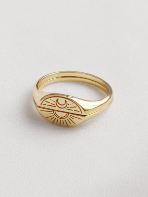 Sun & Moon Gold Ring Set