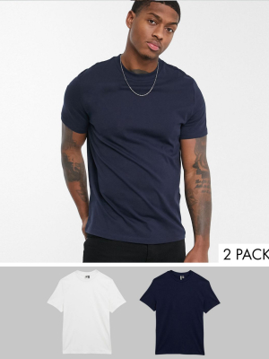 Asos Design 2 Pack Organic T-shirt With Crew Neck