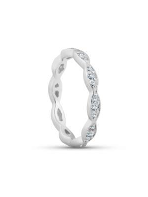 Pompeii3 3/8ct Diamond Vintage Eternity Ring Stackable Womens Wedding Band 14k White Gold