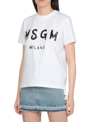 Msgm Logo Print Crewneck T-shirt