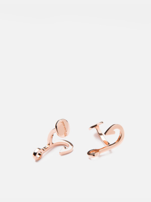 Hook Cufflink, Rose Plated