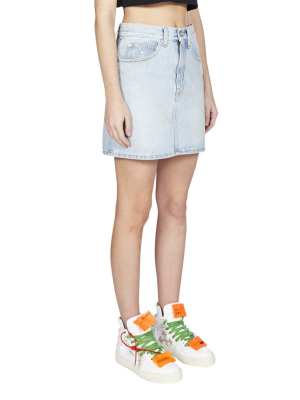 Off-white Logo Patch Denim Mini Skirt