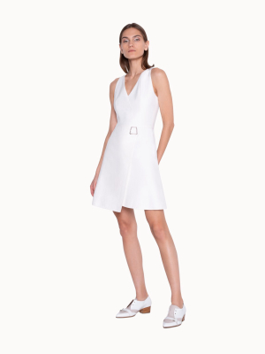 Wrap Style Dress In Cotton Sillk With V-neck