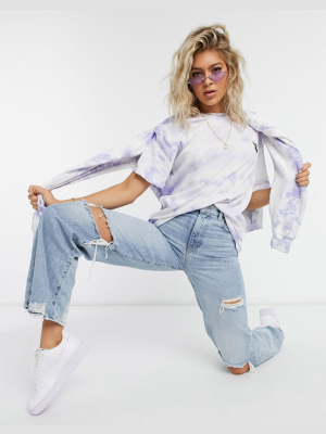 Missguided Playboy Coordinating Oversized T-shirt In Lilac Tie Dye