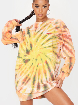 Prettylittlething Orange Tie Dye Effect Sweat...