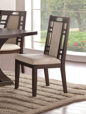 Set Of 2 Rubber Wood Dining Chair With Cushion Back And Seat Brown - Benzara