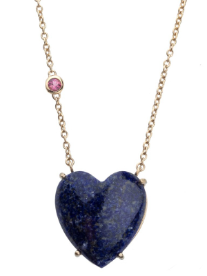 Love Lapis Heart Necklace With Gold Setting Sale