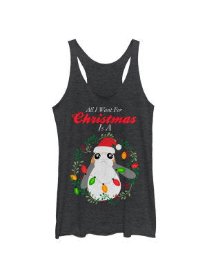 Women's Star Wars The Last Jedi All I Want For Christmas Is A Porg Racerback Tank Top