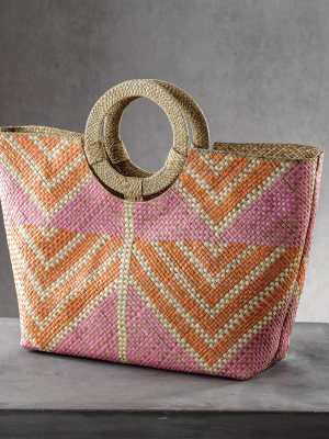 Mia Beach Tote W/ring Handle - Geometric