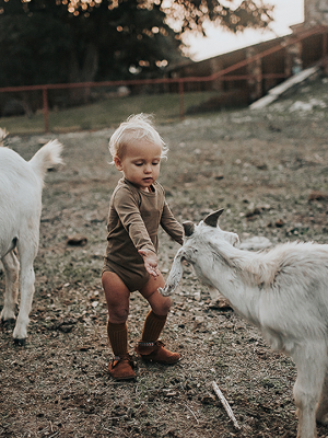 Organic Jersey L/s Onesie - Walnut