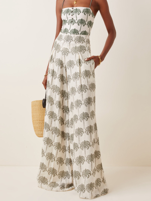 Azahar Cocora-print Linen Wide-leg Pants