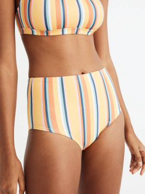 Madewell Second Wave Retro High-waisted Bikini Bottom In Almeria Stripe