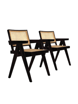 Mid Century Jeanneret Armchair Set - Black