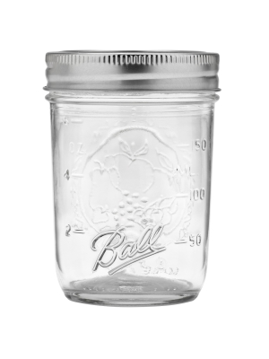 Ball 8oz 12pk Glass Regular Mouth Mason Jar With Lid And Band