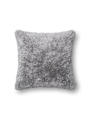 Grey Ribbon Shag Pillow