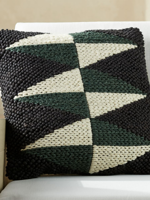 20"x20" Dart Outdoor Black/white/green Diamond Pillow