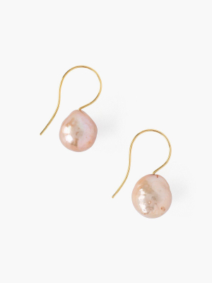 Champagne Baroque Pearl And Gold Drop Earrings