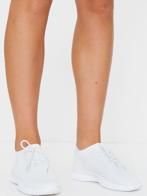 White Basic Knitted Sneakers