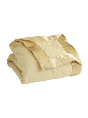 Lakeside Down-alternative Bed Blanket With Satin Binding Edges - Khaki