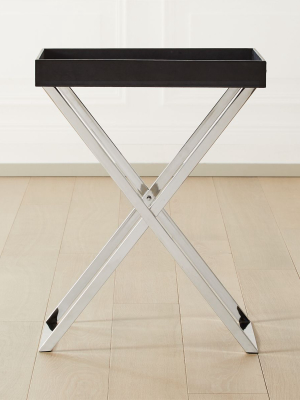 Fulton Black Leather Tray Table