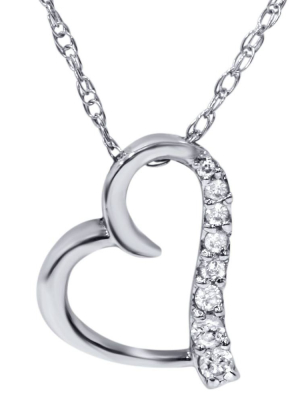 Pompeii3 Diamond Heart Shape Pendant 10k White Gold