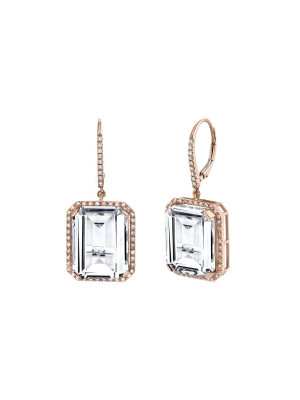 Gemstone White Topaz Drop Earrings - Rose Gold