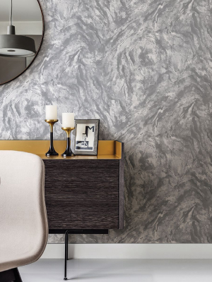 Titania Marble Texture Wallpaper In Pewter From The Polished Collection By Brewster Home Fashions