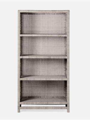 Isla Bookcase French Gray Peeled Rattan