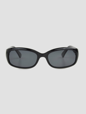 Women's Narrow Square Sunglasses With Smoke Polarized Lenses - A New Day™ Black