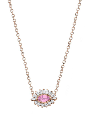 Evil Eye Pink Sapphire & Diamond Necklace - Rose Gold