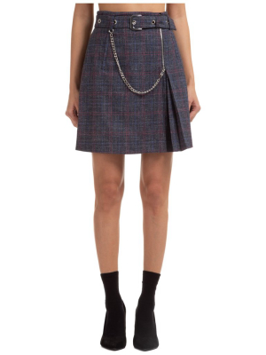 Alberta Ferretti Belted Plaid Mini Skirt