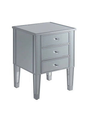 Gold Coast 3 Drawer Mirrored End Table - Johar Furniture