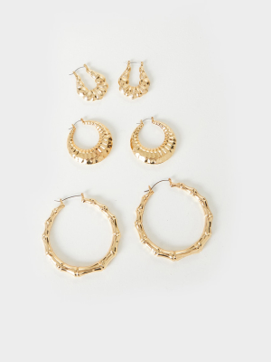 Gold Assorted Chunky Creole Hoop Earrings