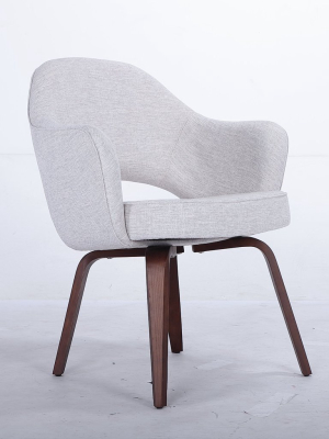 Executive Armchair With Wood Legs-grey