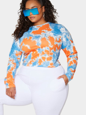 Plus Orange Tie Dye Round Neck Top