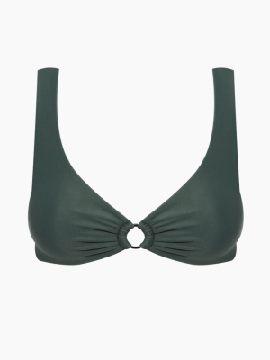 Lehua Matte Ring Sporty Bikini Top - Wakame Green