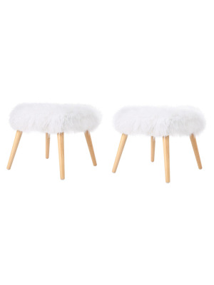 Set Of 2 Huxley Faux Fur Ottoman - Christopher Knight Home