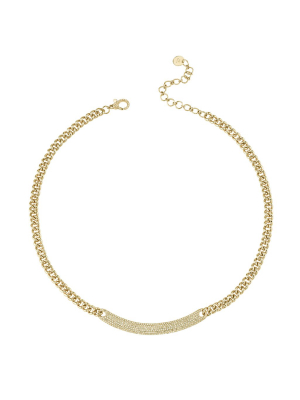 Curved Id Bar Link Necklace
