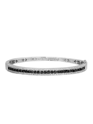 Effy 14k White Gold Black And White Diamond Bangle, 2.13 Tcw