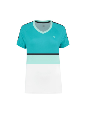 194252-988 | Womens Hypercourt Stripe Tee | Aruba Blue / Algiers Blue / White