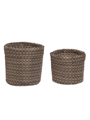 Transpac Fabric 9 In. Brown Spring Tribal Basket Set Of 2